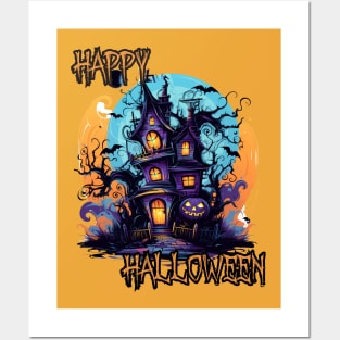 Haunted House Happy Halloween Posters and Art